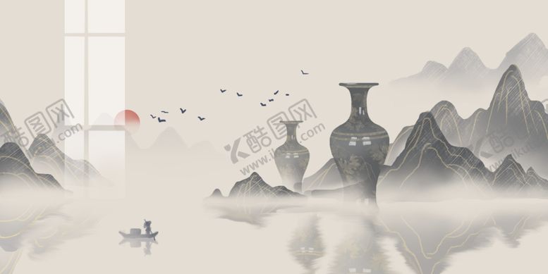 编号：74749106171724406768【酷图网】源文件下载-山水古风壁画墙画背景素材
