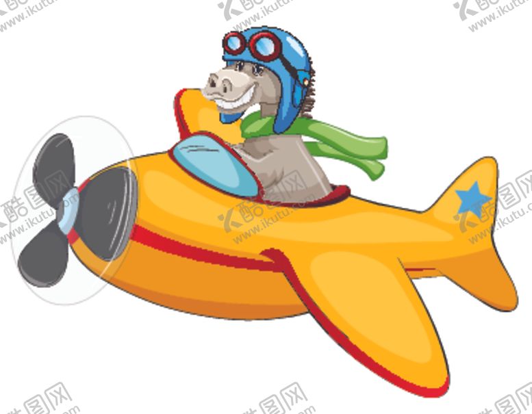 编号：25300710180148304878【酷图网】源文件下载-卡通动物和螺旋桨飞机