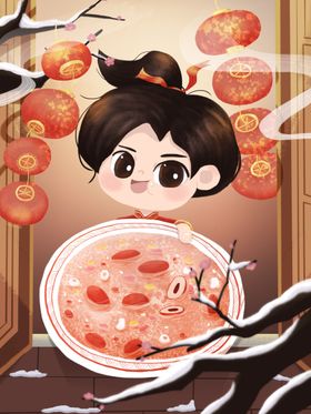 中国风原创手绘腊八节海报