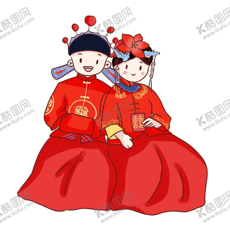 编号：53162406191000047941【酷图网】源文件下载-卡通新郎新娘PNG免扣素材