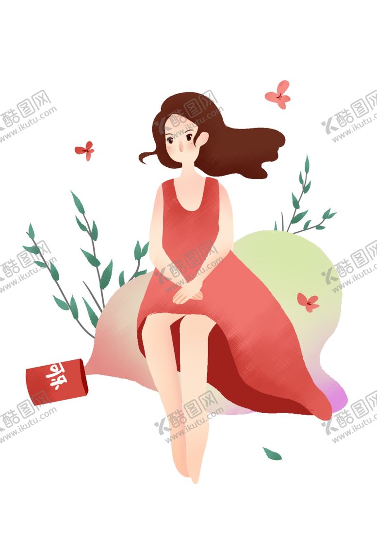 编号：16967609110356425460【酷图网】源文件下载-春游踏青漂亮的女孩插画