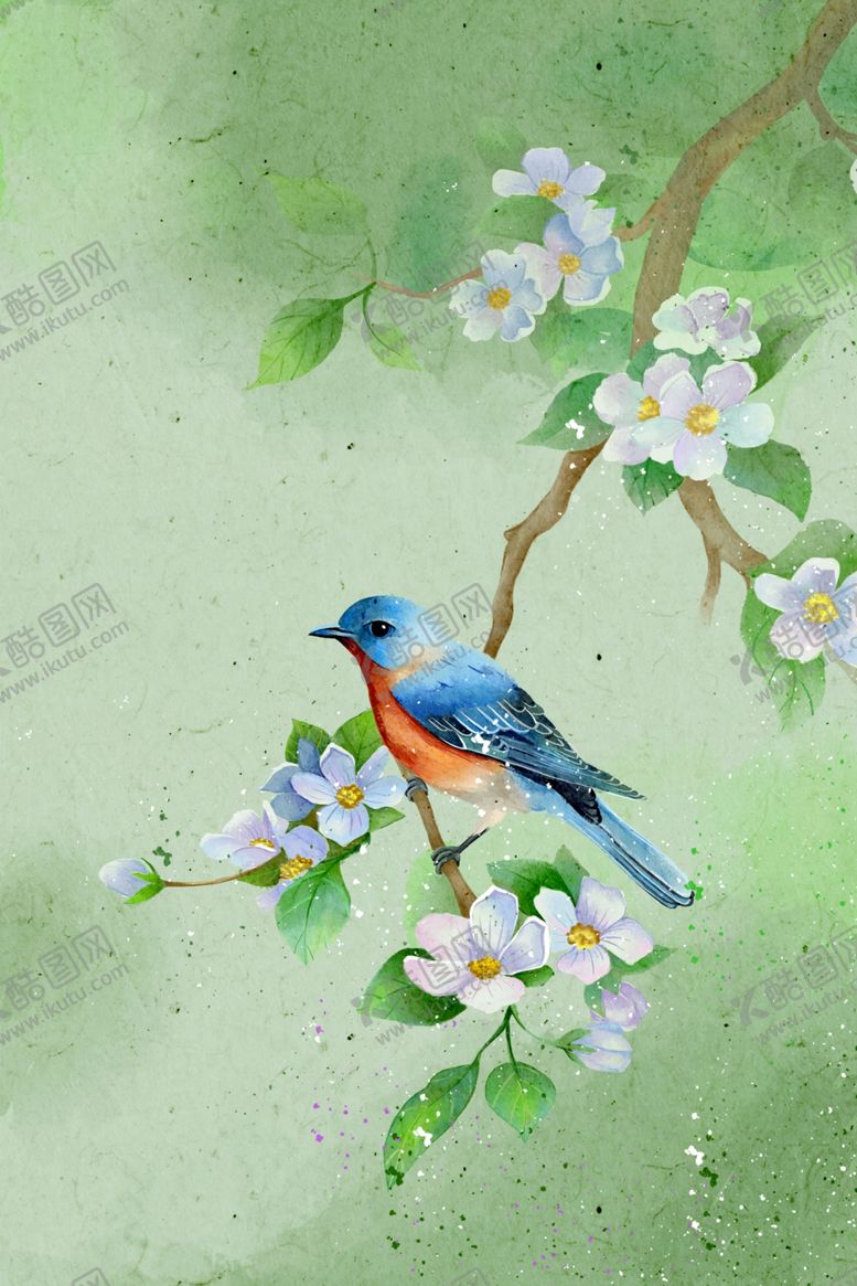编号：82738309222047134198【酷图网】源文件下载-古典手绘花鸟插花