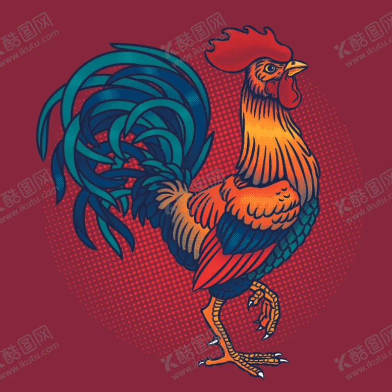 编号：68175309141220453952【酷图网】源文件下载-国潮公鸡插画