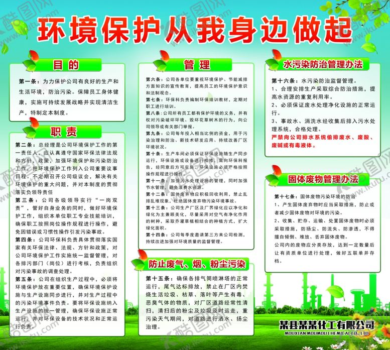 编号：93944310281627303059【酷图网】源文件下载-企业保护环境展板