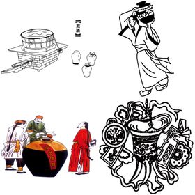 古代人物喝酒品酒酿酒插画酒文化