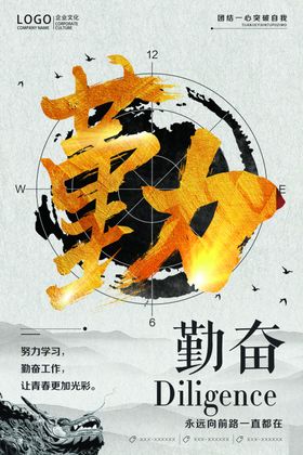 勤奋 诚信 责任 企业文化展板