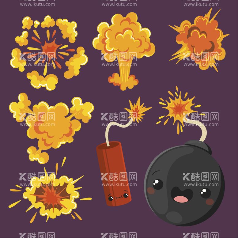 编号：98471209130317252976【酷图网】源文件下载-爆炸效果 卡通炸弹素材