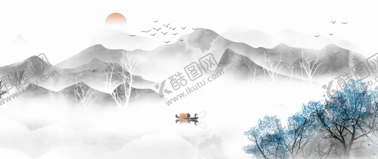 编号：96276203302217256192【酷图网】源文件下载-山水古风复古中式背景海报素材