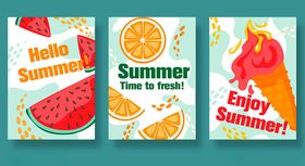 夏日主题插画卡片