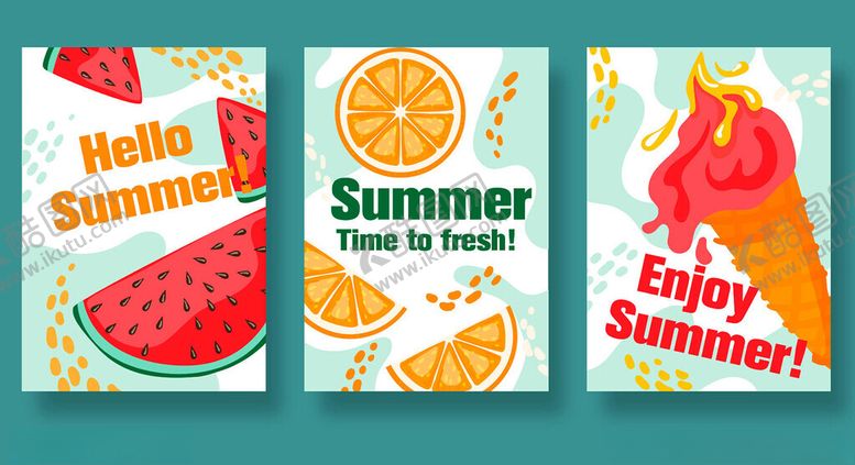 编号：73842111021038407688【酷图网】源文件下载-夏日主题插画卡片