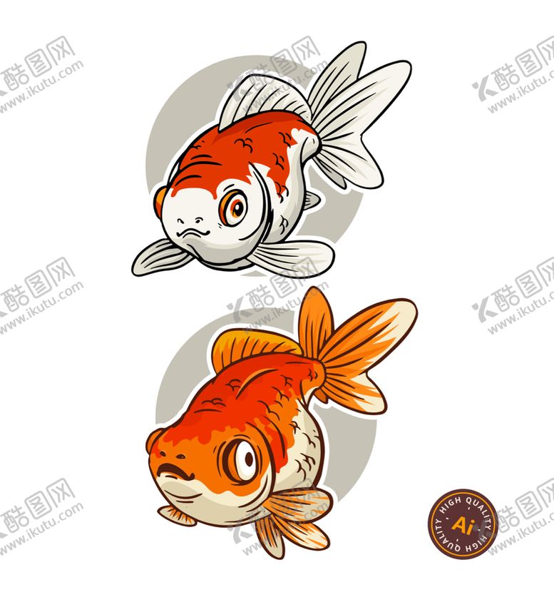 编号：06394709141214105497【酷图网】源文件下载-可爱卡通金鱼素材