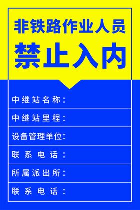 黄蓝海报 禁止入内 禁识牌