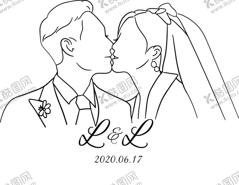 编号：46027203211241466596【酷图网】源文件下载-结婚新人线条LOGO