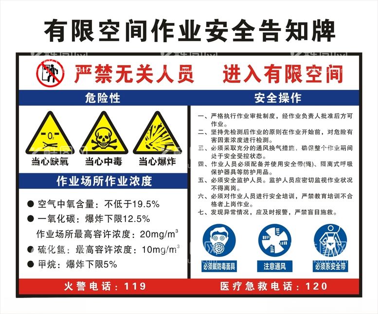 编号：62946612111952046408【酷图网】源文件下载-有限空间作业牌