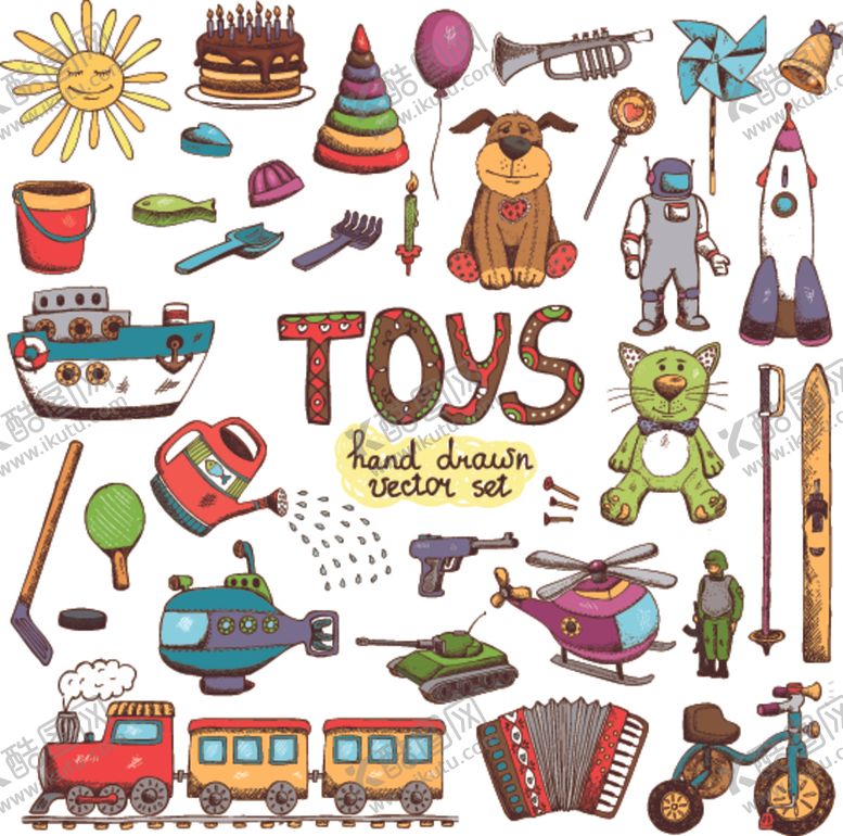 编号：20141309280318553968【酷图网】源文件下载-手绘儿童玩具