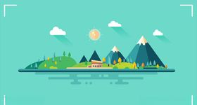 扁平 风景 简约 矢量 插画 
