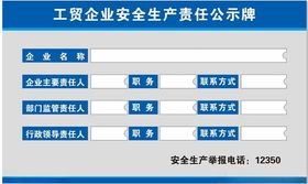 工贸企业安全生产责任公示牌