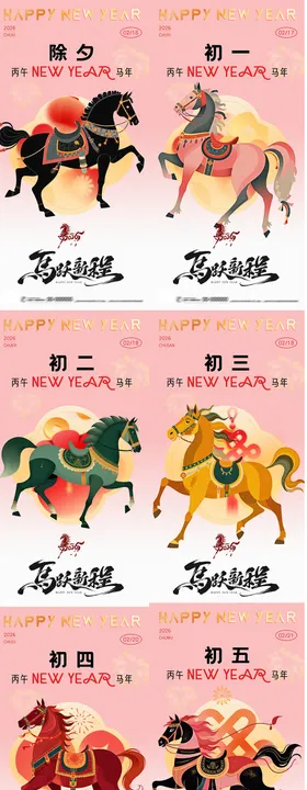 2026新春马年年俗系列海报