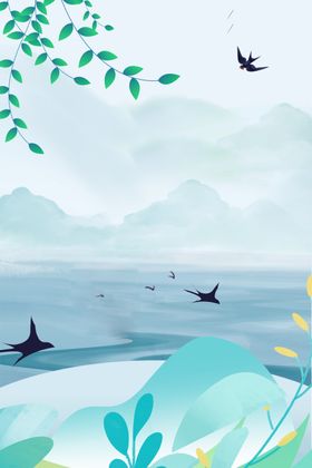 中国风背景24节气画春天插画
