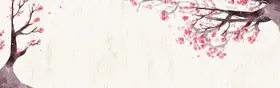 手绘桃花插画海报图片复古温馨