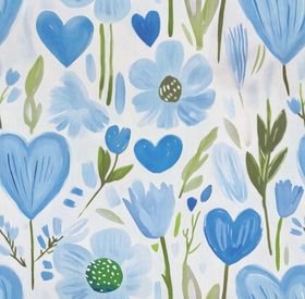 蓝色花卉爱心图案背景