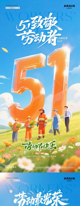 地产五一劳动节立体字放假通知