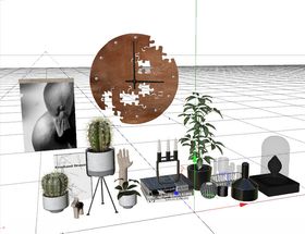 C4D模型时钟香薰蜡烛剪刀盆子