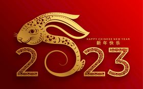 2023立体3D新年兔年背景