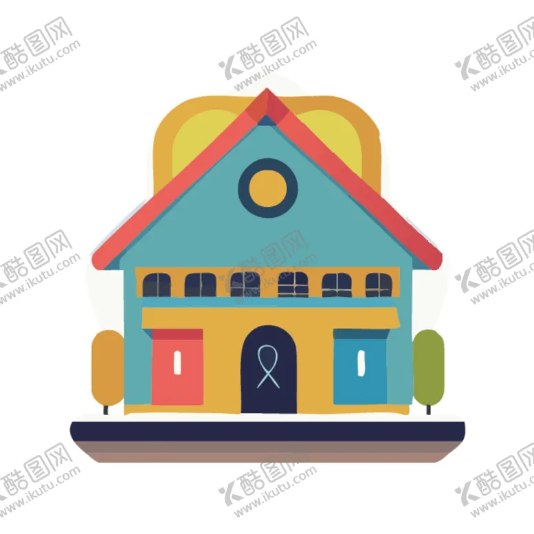 编号：84849902150639205365【酷图网】源文件下载-房屋房子学校屋子建筑卡通手绘