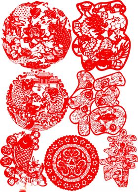 传统红色剪纸艺术作品