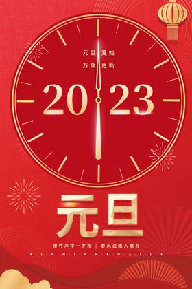 新年元旦快乐书法红色海报