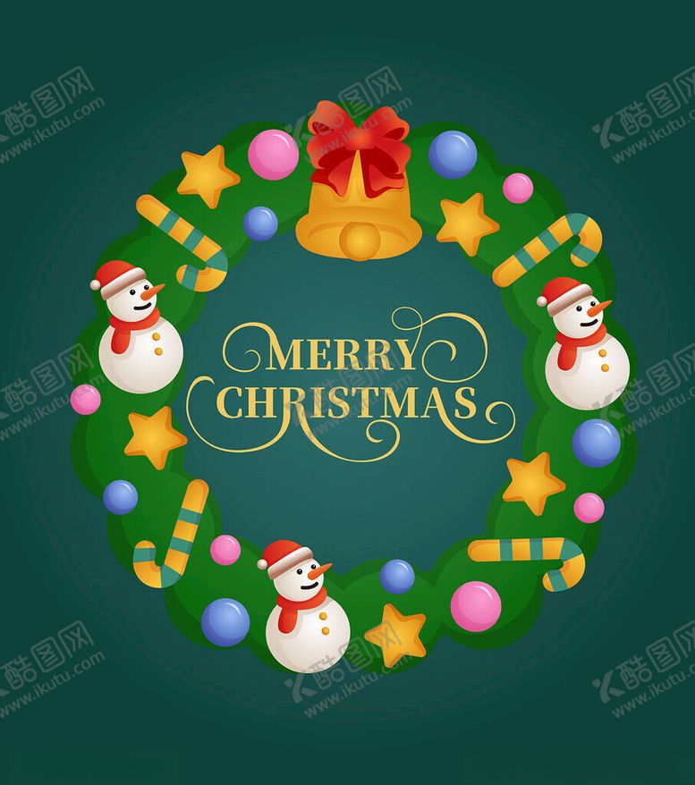 编号：30588304012138378235【酷图网】源文件下载-圣诞装饰花环