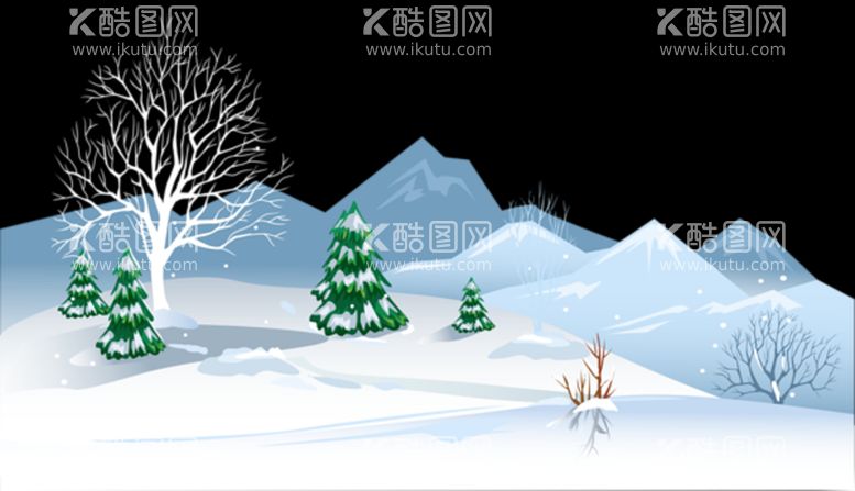 编号：79095812231829077124【酷图网】源文件下载-圣诞树雪景树林房子