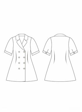 女童双排扣西装领连衣裙款式图