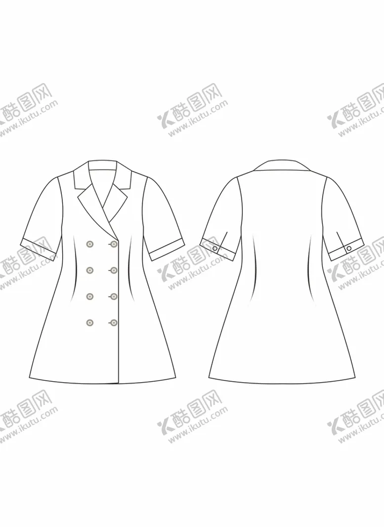 女童双排扣西装领连衣裙款式图