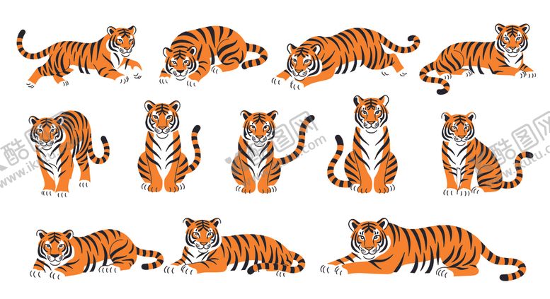 编号：51128612181539596915【酷图网】源文件下载-老虎插画