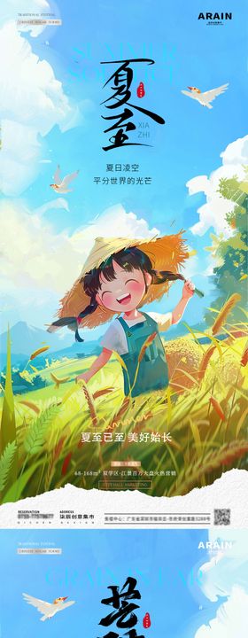 芒种夏至插画海报