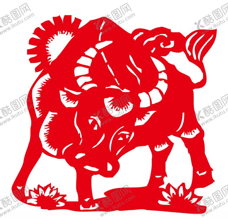编号：38224606180010261680【酷图网】源文件下载-牛年剪纸