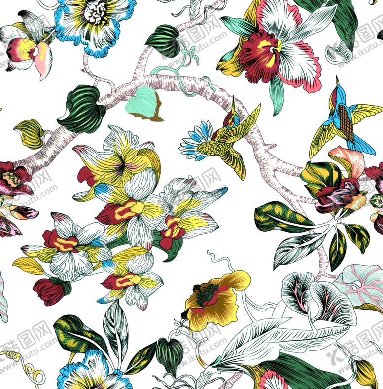 编号：33781505020756123632【酷图网】源文件下载-方巾丝巾花鸟插画素材