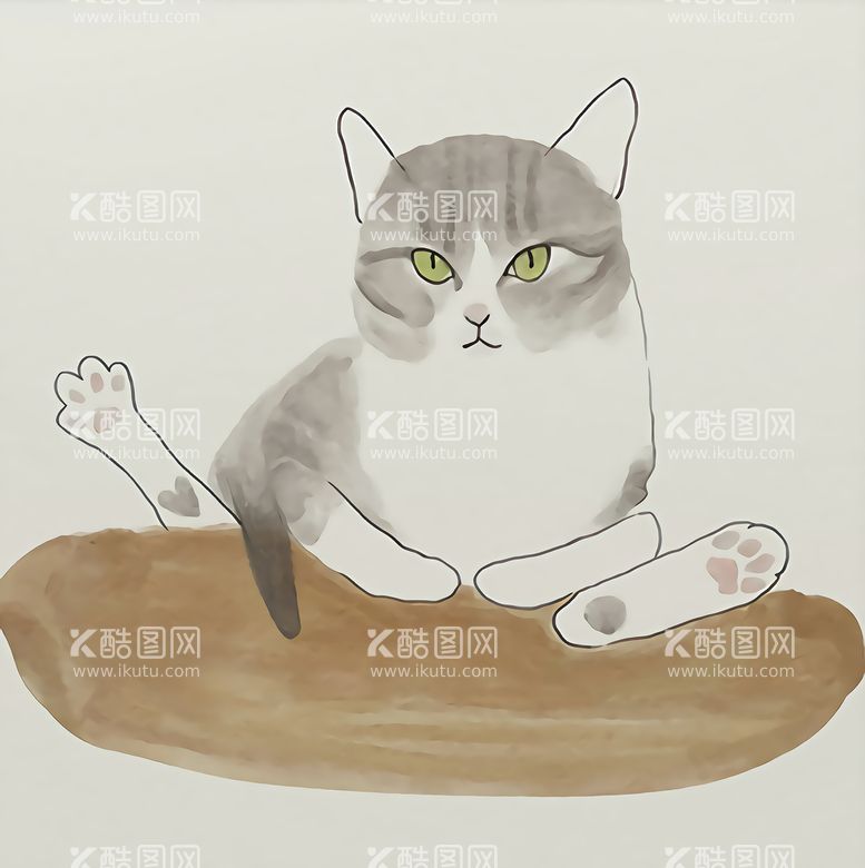 编号：38052611120855233114【酷图网】源文件下载-猫咪手绘插画装饰画