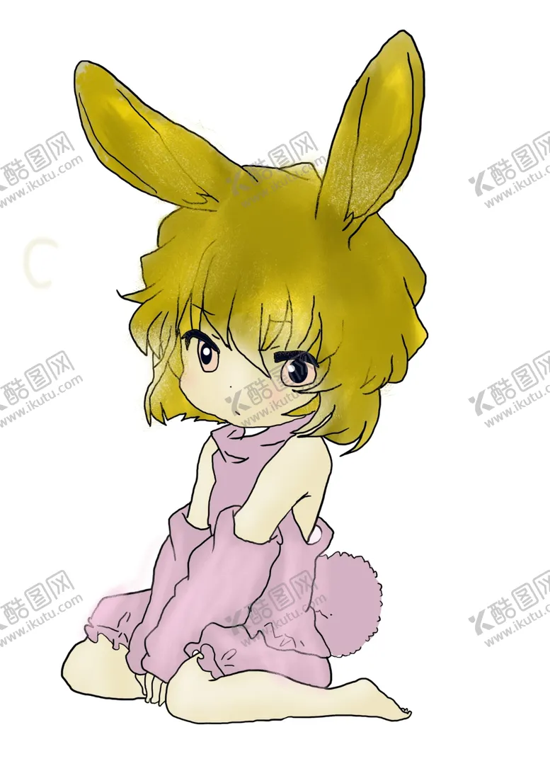 编号：81918402162232013298【酷图网】源文件下载-水彩画兔女孩
