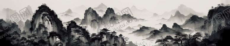 编号：90345810082155555783【酷图网】源文件下载-水墨工笔山水画