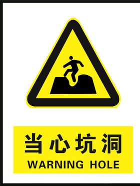 当心坑洞安全警示牌
