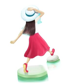 水彩手绘女孩