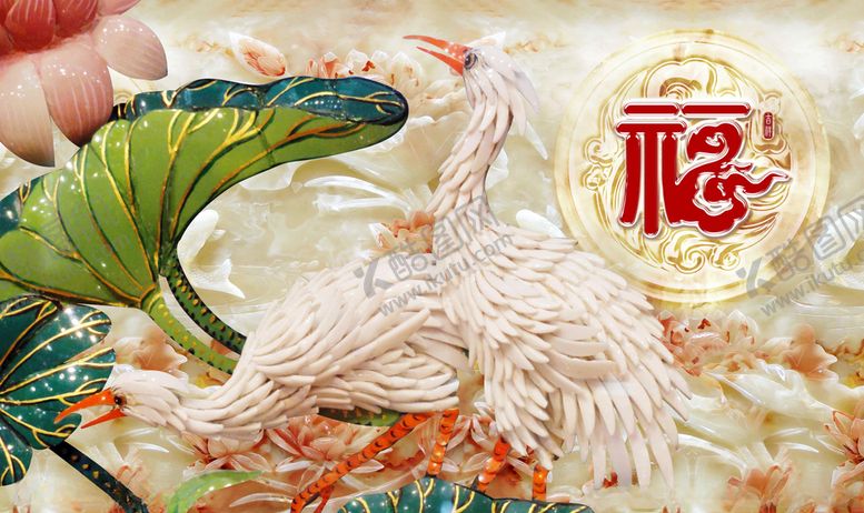 编号：86702310271335451511【酷图网】源文件下载-家和富贵浮雕荷花电视背景墙