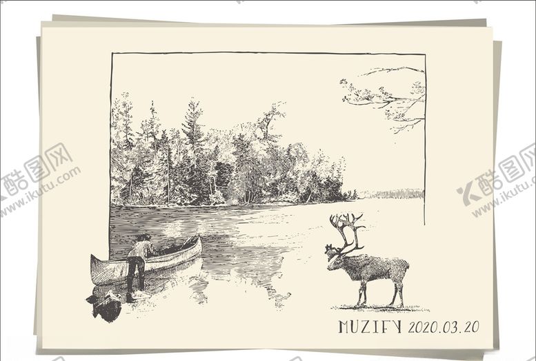 编号：60884010171103139976【酷图网】源文件下载-湖边的麋鹿