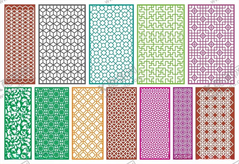编号：30947710120245331998【酷图网】源文件下载-窗花镂空花纹屏风隔断雕花