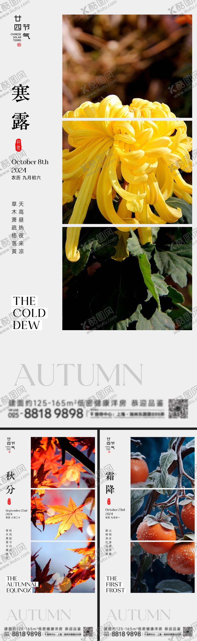 编号：94043012040507291184【酷图网】源文件下载-秋分寒露霜降节气系列海报