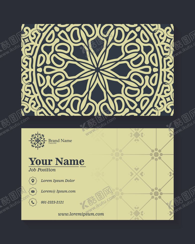 编号：60282506292155328111【酷图网】源文件下载-优雅花纹名片设计