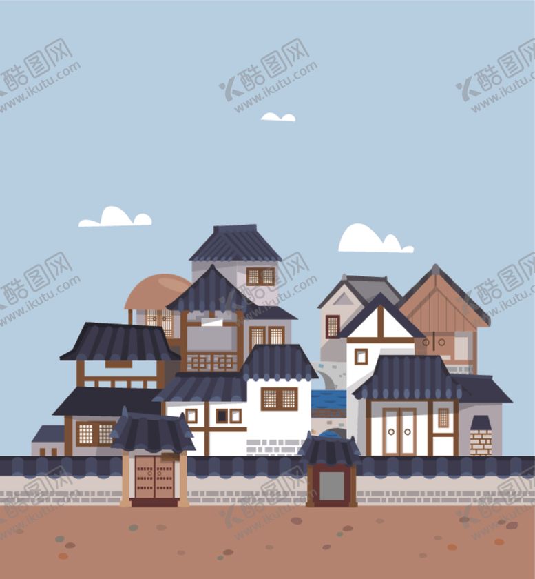 编号：90687610032012538081【酷图网】源文件下载-手绘古代建筑